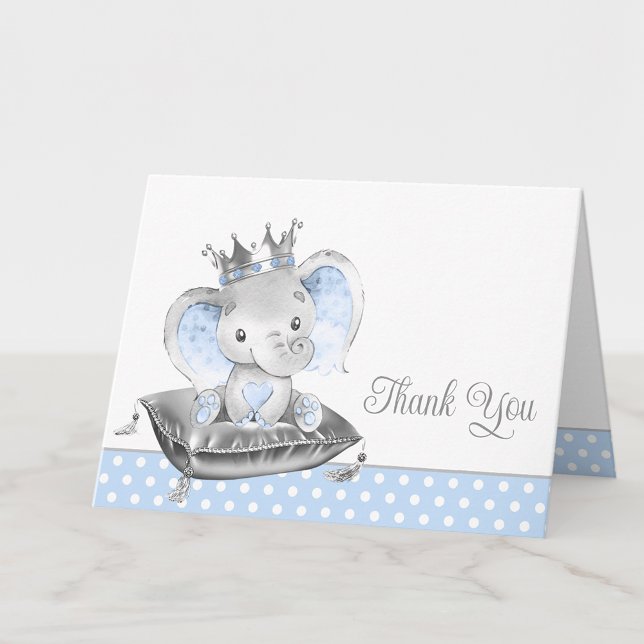 Boy Elephant Baby Shower Thank You Cards (Add your message or leave them blank for your handwritten message.)