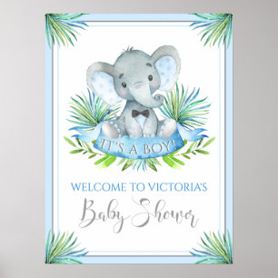 Boy Elephant Baby Shower Welcome Signs