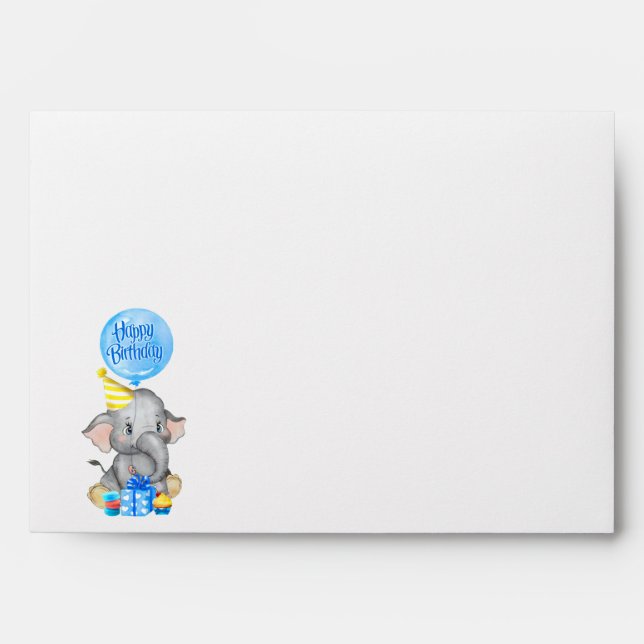 Boy Elephant Birthday  Envelope (Front)