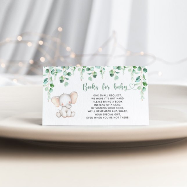 Boy elephant books for baby ticket enclosure card (Creator Uploaded)
