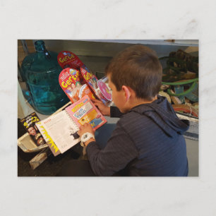 Boy Exploring Magic Tricks and Toys  Postcard