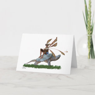 Boy Fairy Riding On Turtle Birthday Card