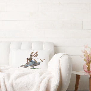 Boy Fairy Riding On Turtle Throw Pillow