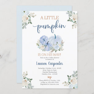 Boy Fall Baby Shower pumpkin Invitation