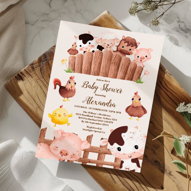 Boy Farm Animals Baby Shower Invitation (Creator Uploaded)