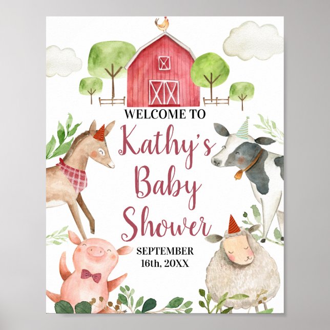 Boy Farm Animals Barnyard Welcome Poster (Front)