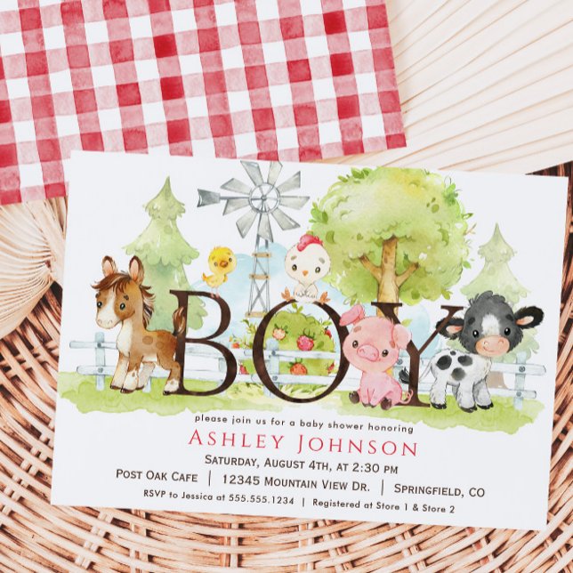 Boy Farm Baby Shower Invitation (Creator Uploaded)
