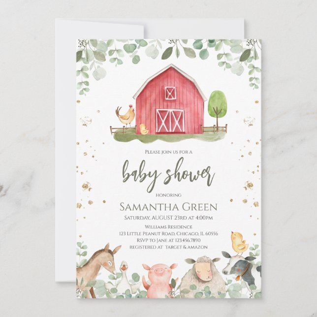 Boy Farm Baby Shower Invitation (Front)
