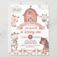 Boy Farm Party Animals Birthday Invitation