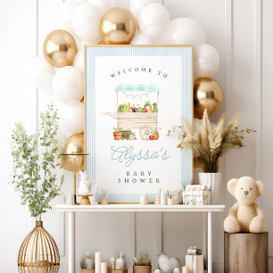 Boy Farmers Market Vegetable Stand Baby Shower Poster