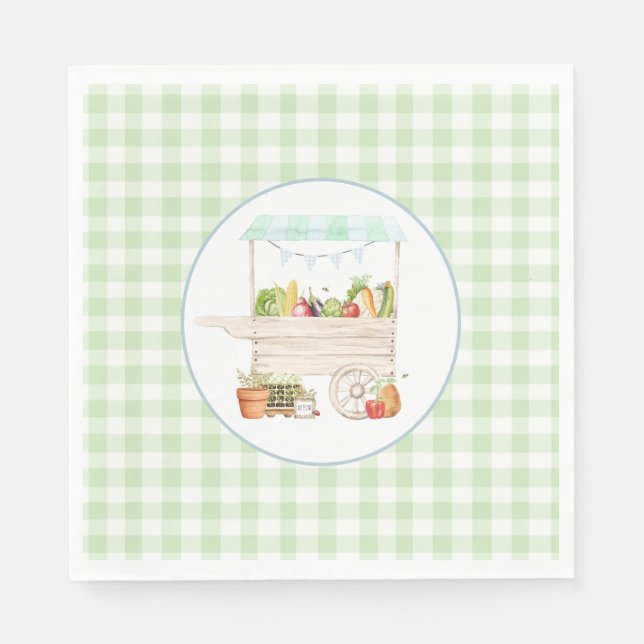 Boy Farmers Market Vegetable Stand Birthday Napkin (Front)