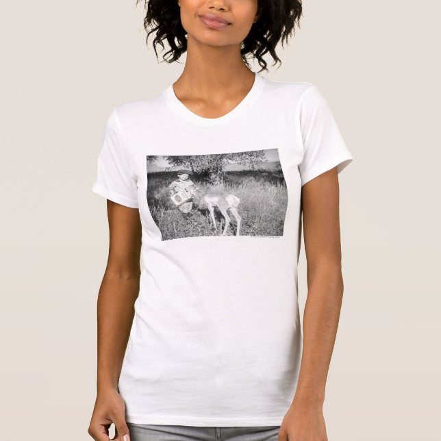 Boy feeding antelope by hand T-Shirt (Front)