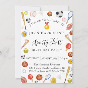 Boy First Birthday Party Sports Invitation