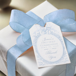 Boy First Communion Blue White Vintage Holy Spirit Gift Tags