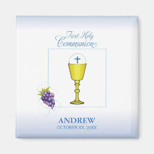 Boy First Communion, Chalice with Host and Grapes Magnet