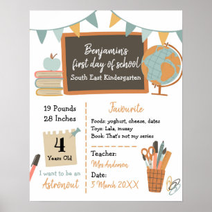 Boy First Day of Kindergarten Sign