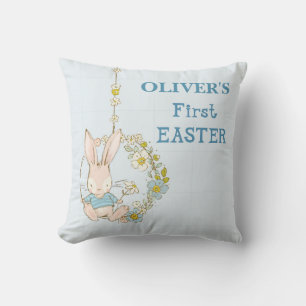 Boy First Easter Bunny on Flower Swing Cushion