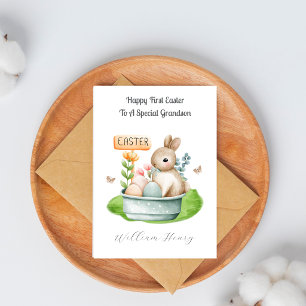 Boy First Easter Bunny Rabbit Holiday Card