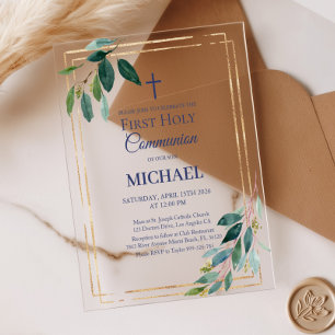 Boy First Holy Communion Acrylic Invitation