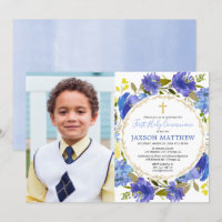 Boy First Holy Communion blue yellow floral