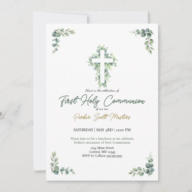Boy First Holy Communion Invitation (Front)