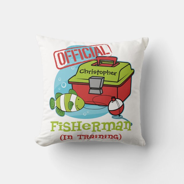 Boy Fisherman In Training Cushion (Front)