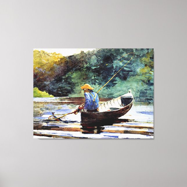 Boy Fishing, artwork by Winslow Homer Canvas Print (Front)