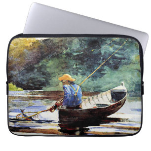 Boy Fishing, artwork by Winslow Homer Laptop Sleeve