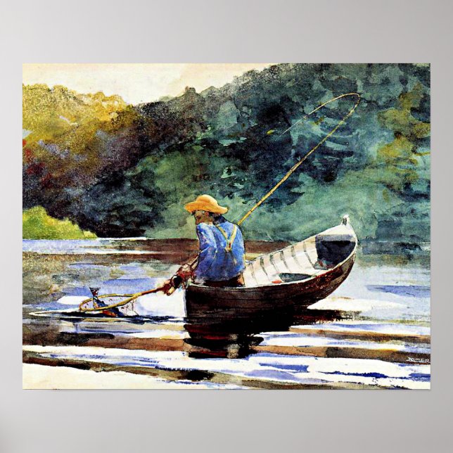 Boy Fishing, artwork by Winslow Homer Poster (Front)