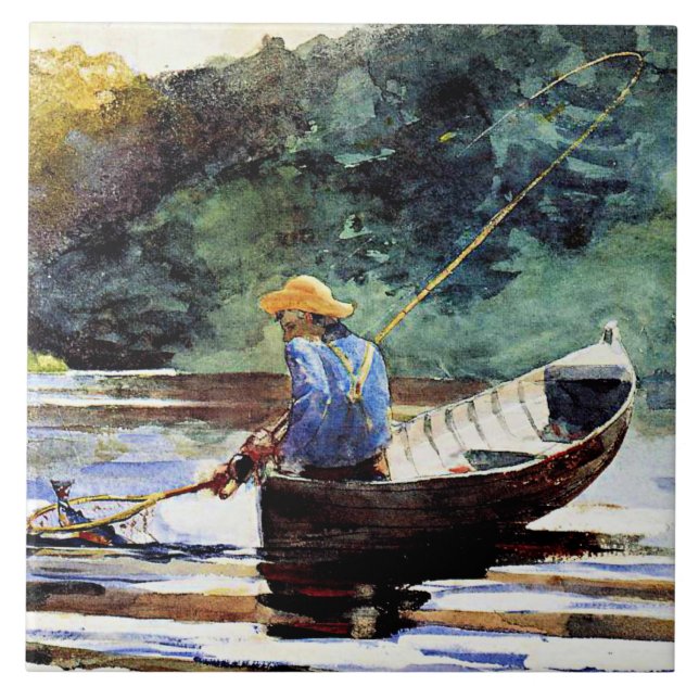 Boy Fishing, artwork by Winslow Homer Tile (Front)