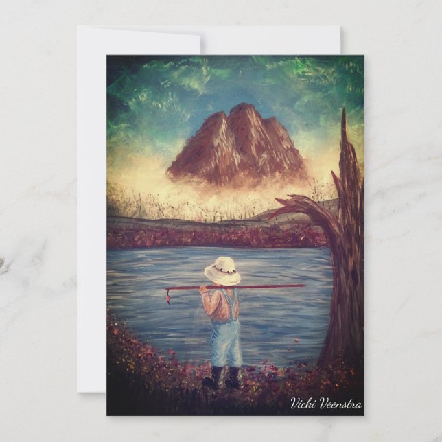 Boy Fishing Holiday Card (Front)