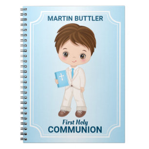 Boy Fist Holy Communion Spiral Photo Notebook
