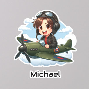 Boy Flying Airplane Clouds Fun Kids Personalized