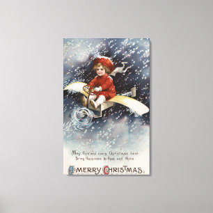 Boy Flying Make-Shift Aeroplane Canvas Print