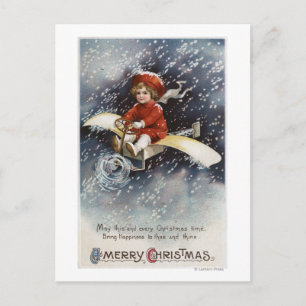 Boy Flying Make-Shift Aeroplane Postcard
