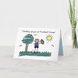 Boy Football Camp Stick Figure Thinking of You Card