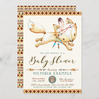 Boy Fox Baby Shower Invitations