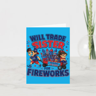 Boy Funny 4th July Toddler Will Trade Sister For Card