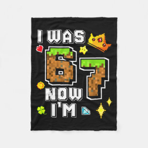 Boy gamer pixel bday was 6 7 years old birthday fleece blanket