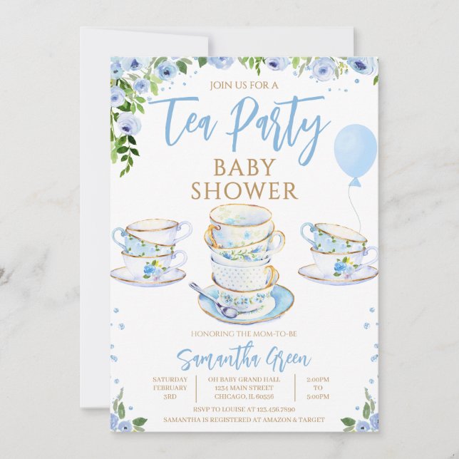 Boy Garden Tea Party Baby Shower Invitation (Front)