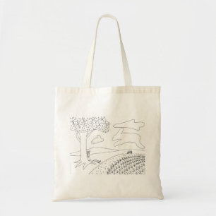 Boy Gazing Clouds Park Outline Colouring Tote Bag