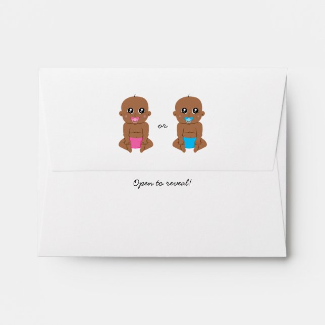 Boy Gender Reveal Blue Inside Envelope - Ethnic (Back (Top Flap))