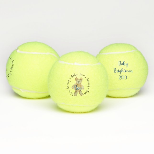 Boy Gender Reveal Tennis Ball with Teddy Bear (Multi)