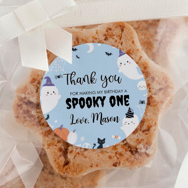 Boy Ghost Birthday Party Classic Round Sticker (Creator Uploaded)