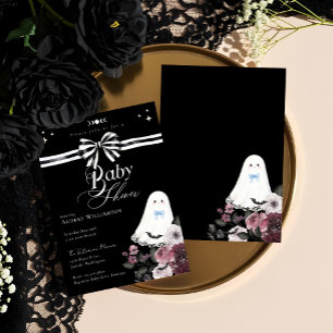Boy Ghost Little Boo Floral Gothic Baby Shower  Invitation