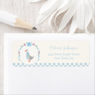 Boy Gingham Silly Goose Baby Shower Return Address