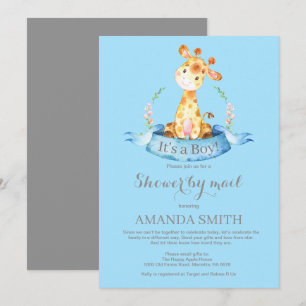 Boy Giraffe Baby Shower by Mail Invitation