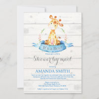 Boy Giraffe Baby Shower by Mail Invitation