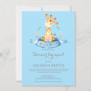 Boy Giraffe Baby Shower by Mail Invitation