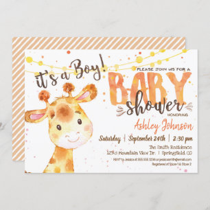 Boy Giraffe Baby Shower invitation